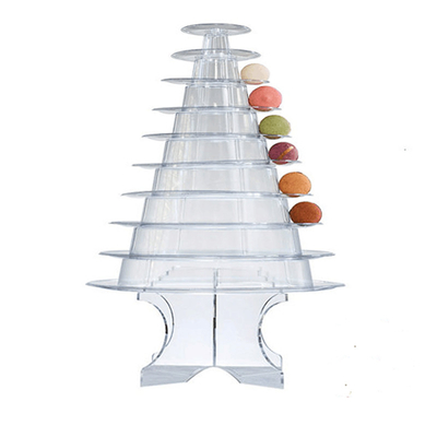 پایه نمایشگر ماکارون برج هرمی ماکارونی 10 طبقه مشکی شفاف