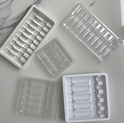 PVC شفاف PET PP Clamshell بسته بندی پلاستیک پفک آمپول سینی با ورق کارت ورودی