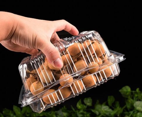 طراحی سفارشی بازیافتی PET مهر گرمایی بسته بندی میوه جعبه بسته بندی پلاستیک پفک