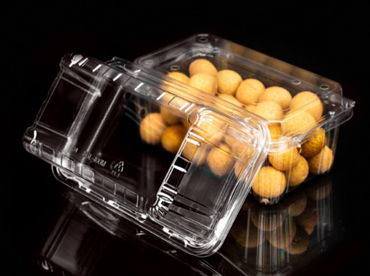 easy‑close hinged lid tamper‑evident clamshell drop‑resistant plastic box anti‑pressure fruit punnet prevent fruit bruising