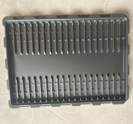 عمده فروشی سیاه PS 100 شبکه 49 * 16 * 7 سینی پف ضد استاتیک برای بسته بندی صفحه مدار PCBA